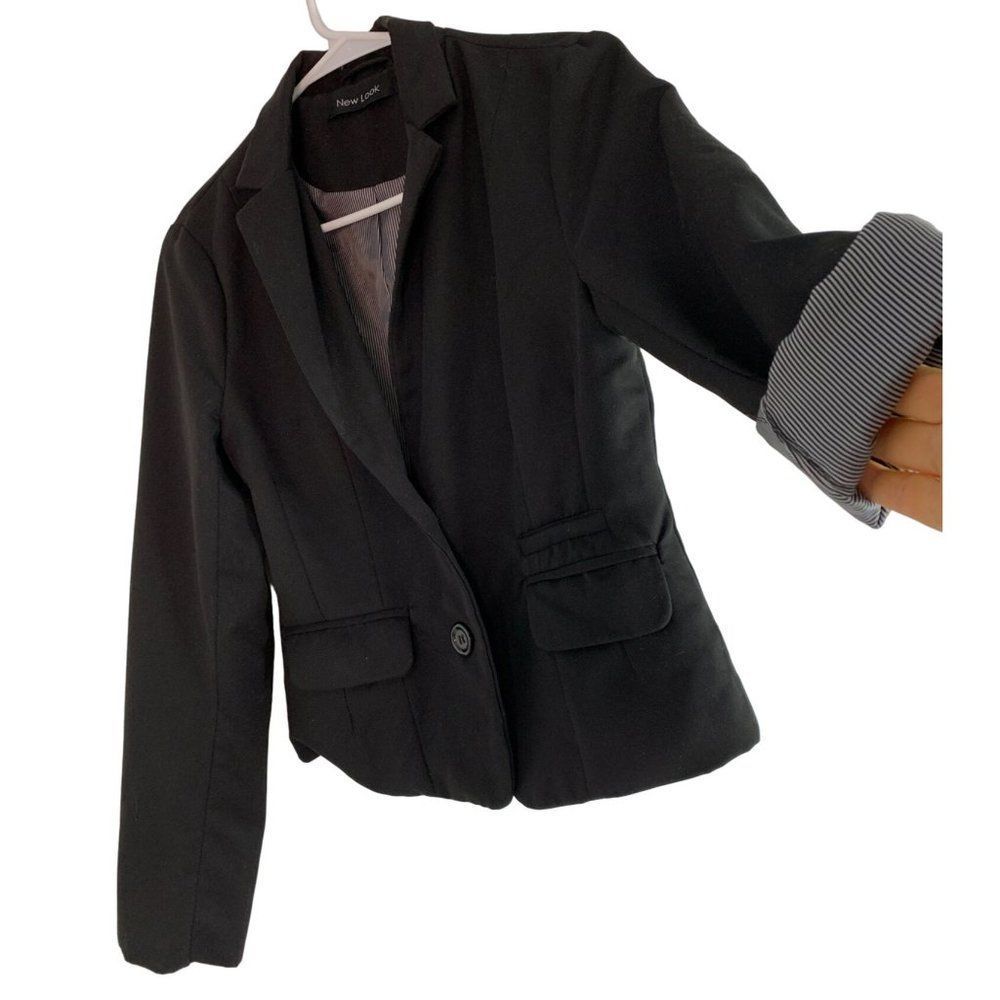 Womens Nu Look Gibson Black 2 Button Cuffable Blazer Small Petite 6199